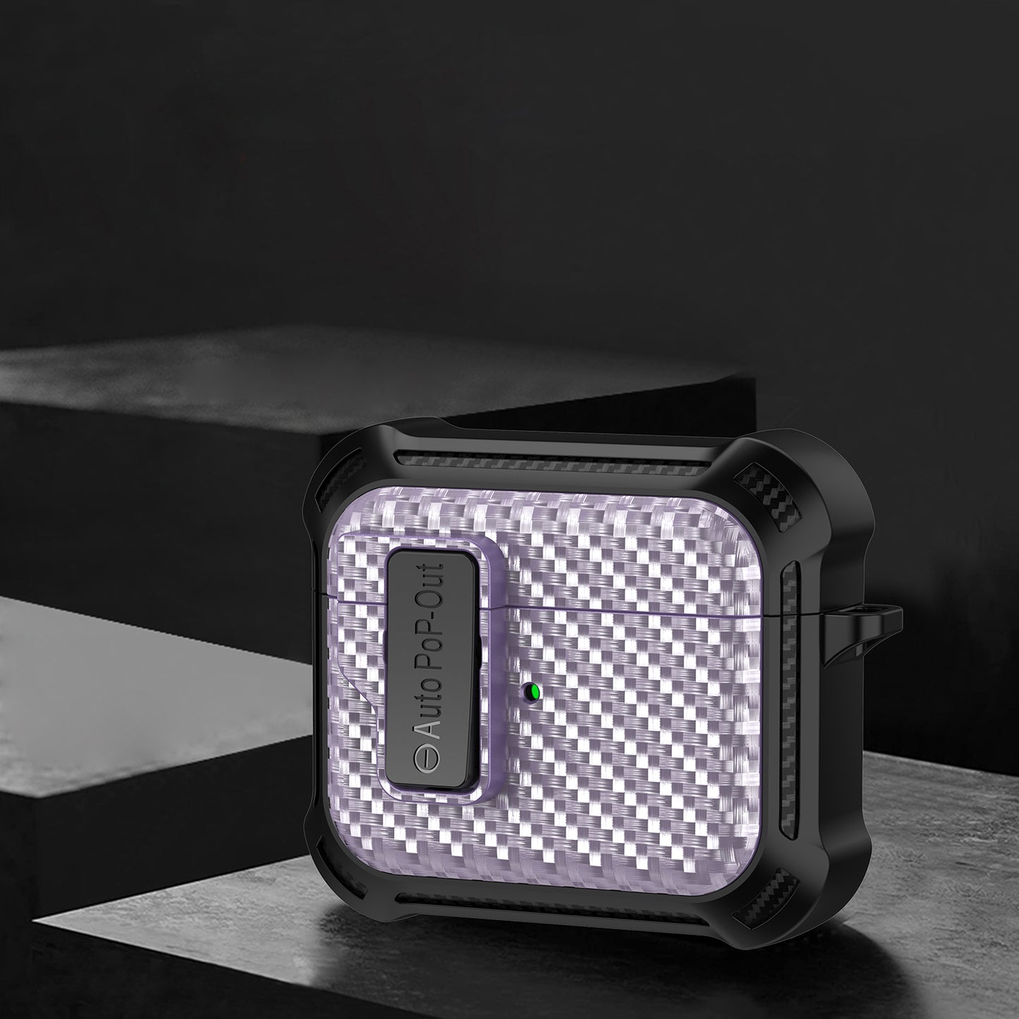 For Apple AirPods 3 Pressing Buckle TPU+PC Protective Case Carbon Fiber Texture Bluetooth Earphone Cover