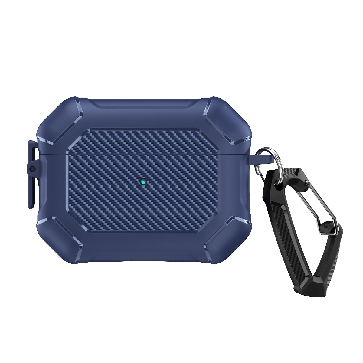 For AirPods Pro 2 TPU+PC Earphone Case Carbon Fiber Texture Reinforced Protective Cover with Carabiner