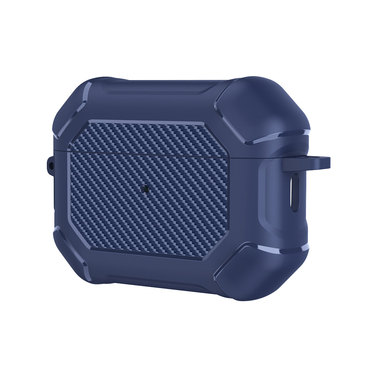 For AirPods Pro 2 TPU+PC Earphone Case Carbon Fiber Texture Reinforced Protective Cover with Carabiner