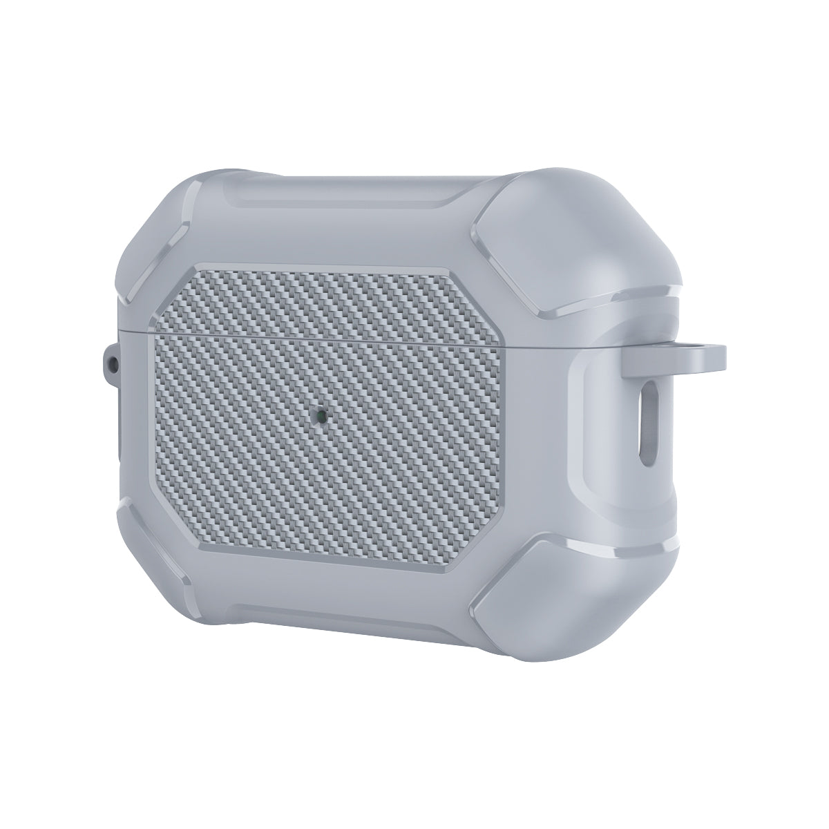 For AirPods Pro 2 TPU+PC Earphone Case Carbon Fiber Texture Reinforced Protective Cover with Carabiner