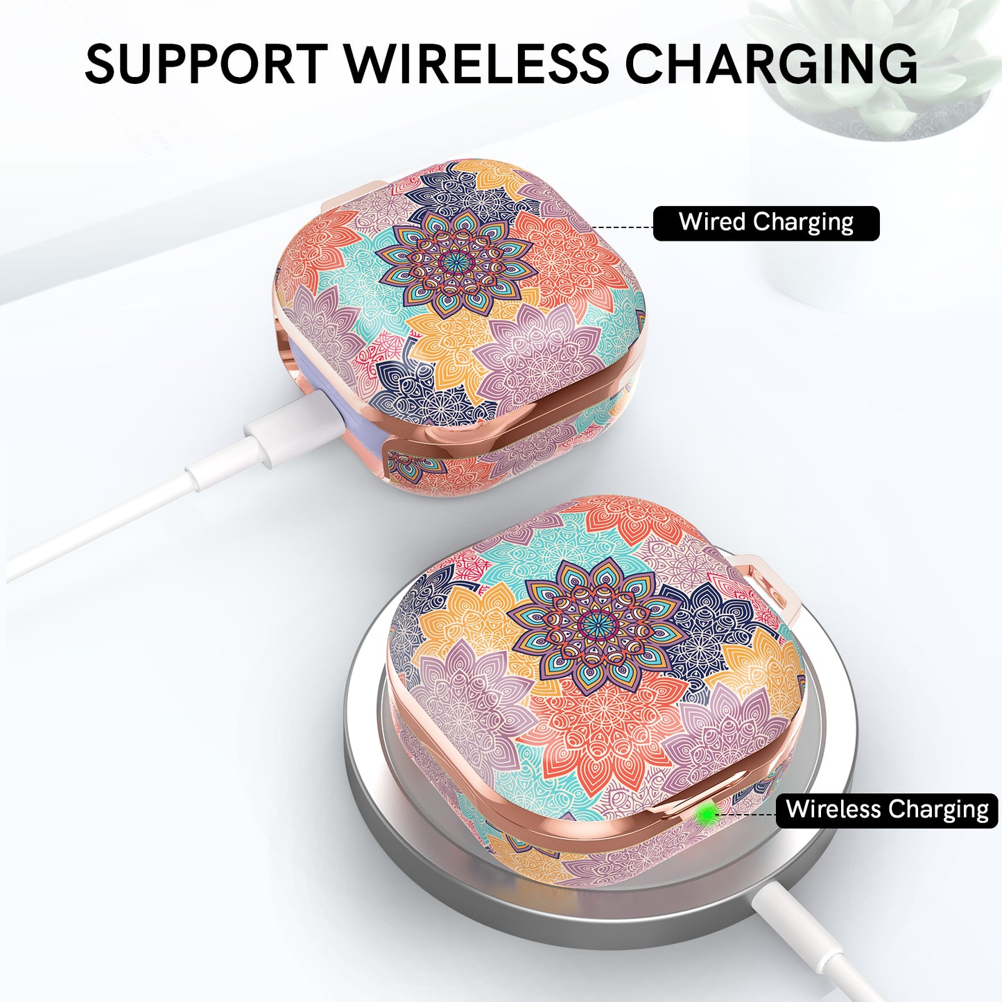 AHASTYLE DD-WG01-G Earphone Case for Samsung Galaxy Buds Pro / Buds Live / Buds2 / Buds Pro 2 , Hard PC IMD Pattern Protective Cover