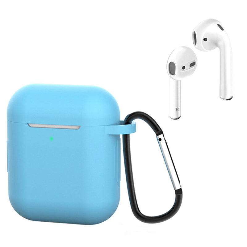 For Apple AirPods with Charging Case (2016) / (2019) / AirPods with Wireless Charging Case (2019) Silicone Case Earphone Cover with Carabiner