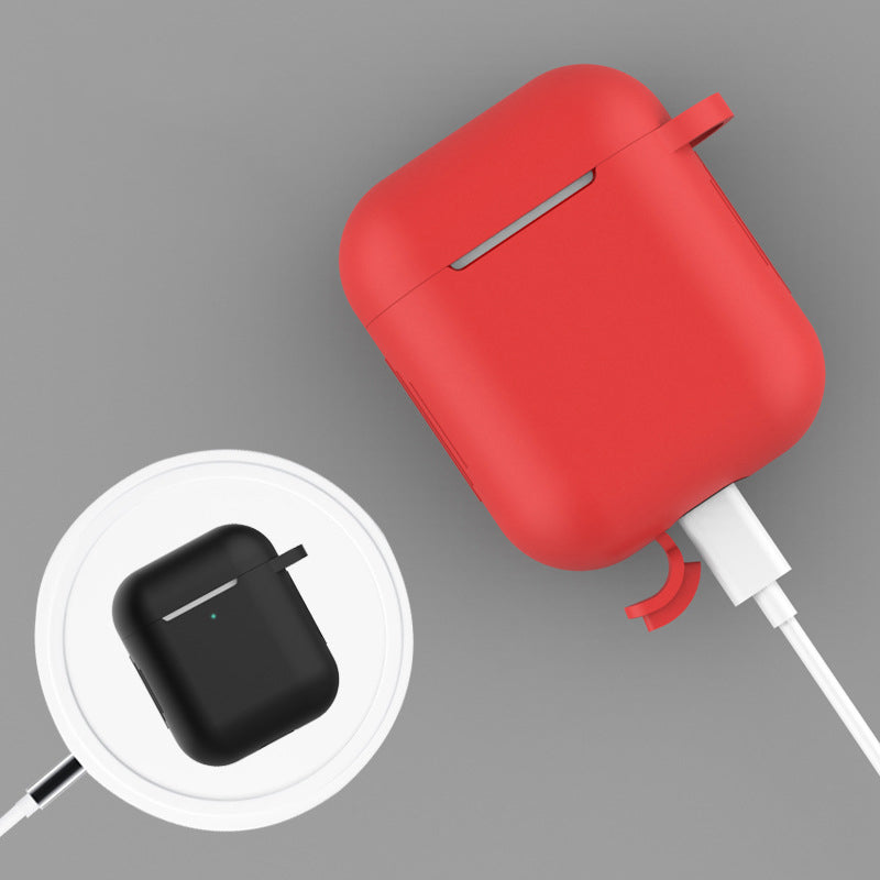 For Apple AirPods with Charging Case (2016) / (2019) / AirPods with Wireless Charging Case (2019) Silicone Case Earphone Cover with Carabiner