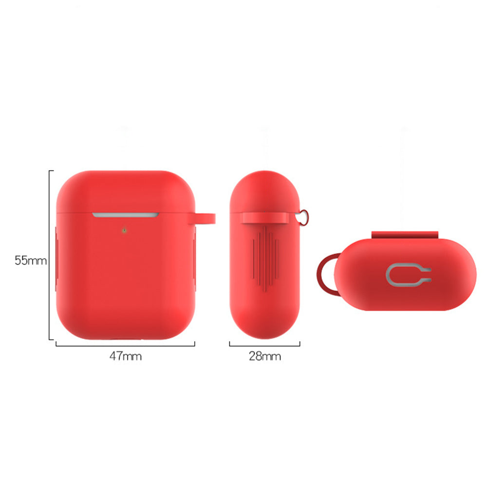 For Apple AirPods with Charging Case (2016) / (2019) / AirPods with Wireless Charging Case (2019) Silicone Case Earphone Cover with Carabiner