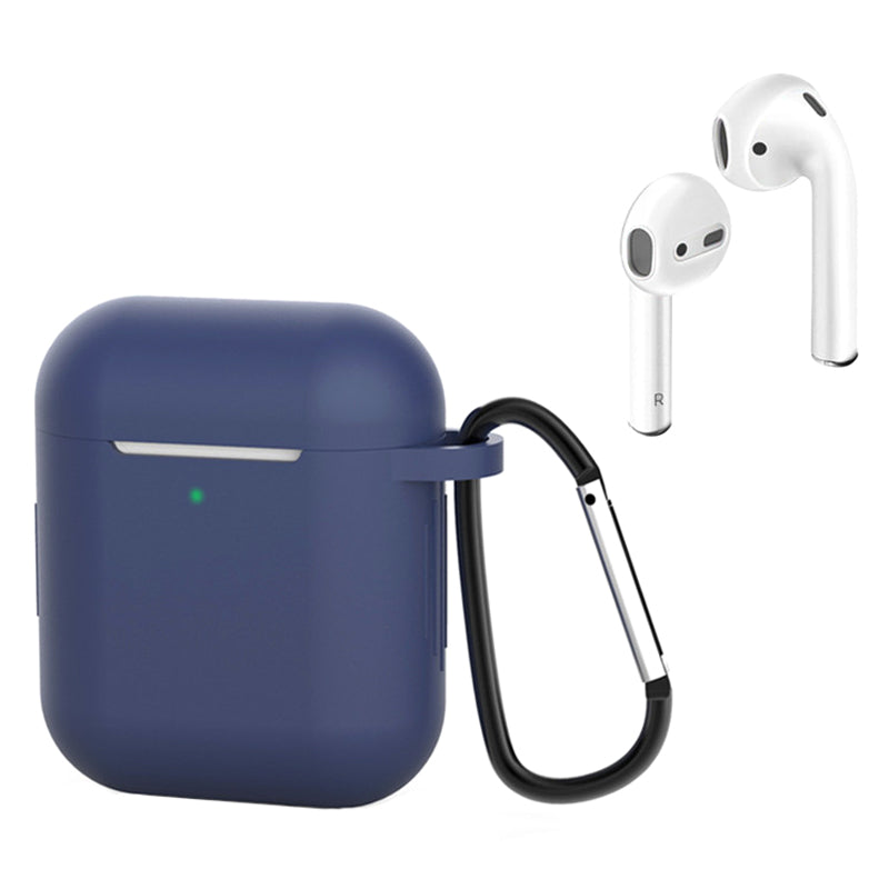 For Apple AirPods with Charging Case (2016) / (2019) / AirPods with Wireless Charging Case (2019) Silicone Case Earphone Cover with Carabiner