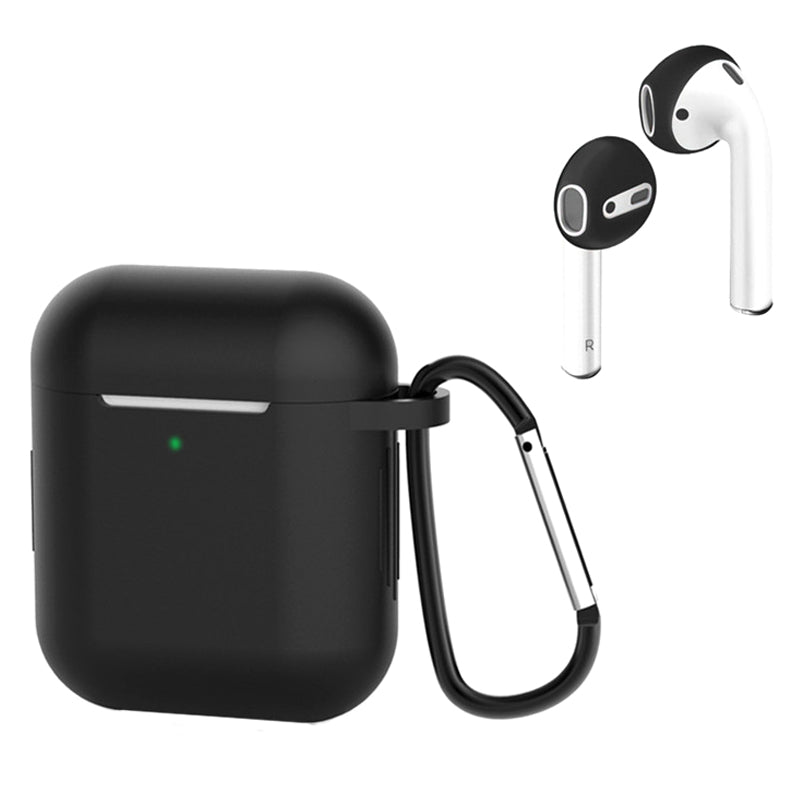 For Apple AirPods with Charging Case (2016) / (2019) / AirPods with Wireless Charging Case (2019) Silicone Case Earphone Cover with Carabiner