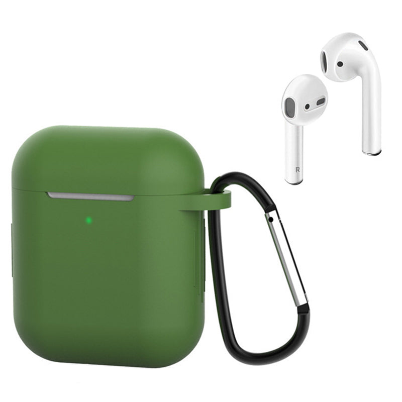 For Apple AirPods with Charging Case (2016) / (2019) / AirPods with Wireless Charging Case (2019) Silicone Case Earphone Cover with Carabiner