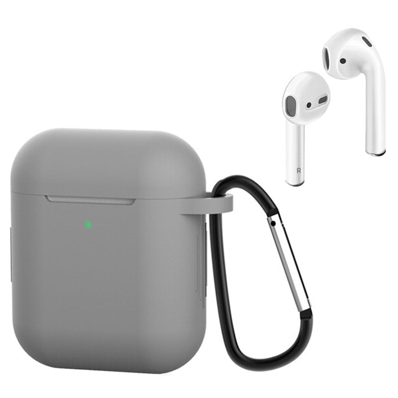 For Apple AirPods with Charging Case (2016) / (2019) / AirPods with Wireless Charging Case (2019) Silicone Case Earphone Cover with Carabiner