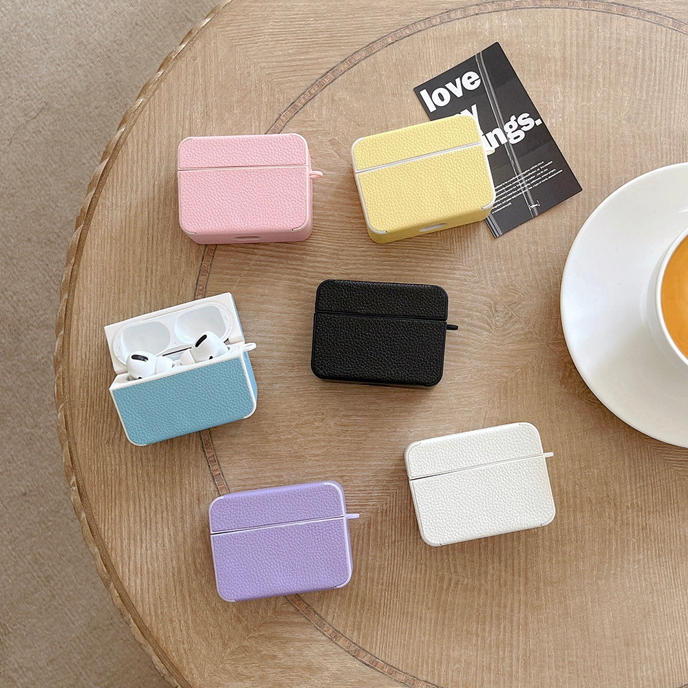 For Apple AirPods 3 Litchi Texture PU Leather TPU Case Bluetooth Headset Charging Case Cover