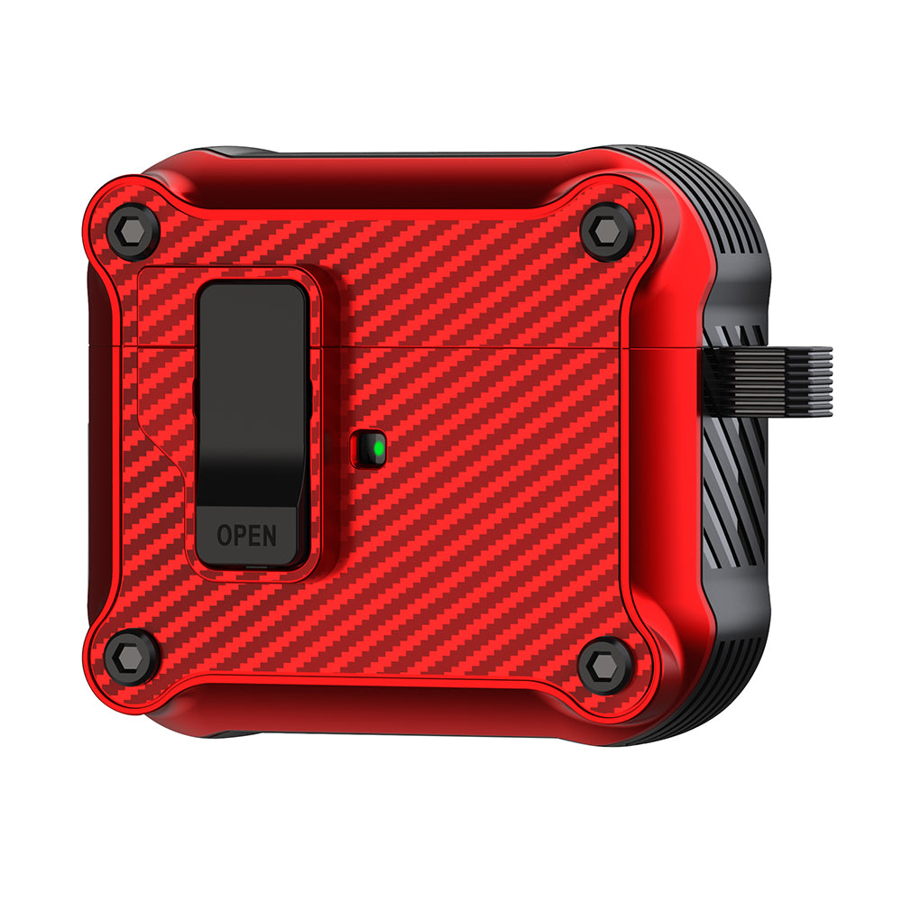 For Apple AirPods 3 Earphone Case Carbon Fiber Texture Magnetic Auto Lock Earbud TPU Cover