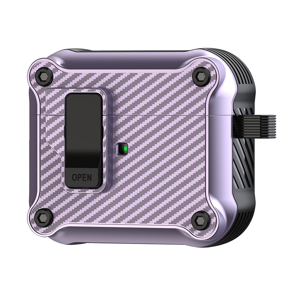 For Apple AirPods 3 Earphone Case Carbon Fiber Texture Magnetic Auto Lock Earbud TPU Cover