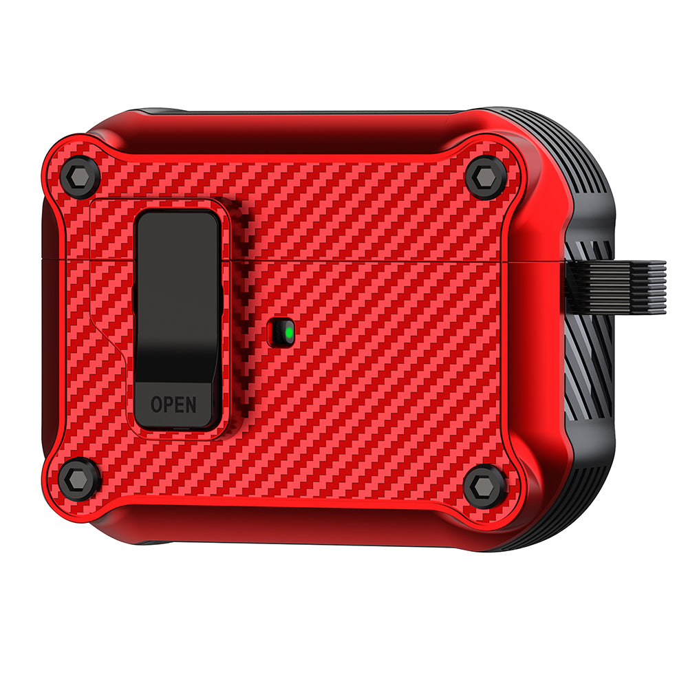 For Apple AirPods Pro 2 Carbon Fiber Texture Earphone Case Earbud TPU Cover with Magnetic Auto Lock