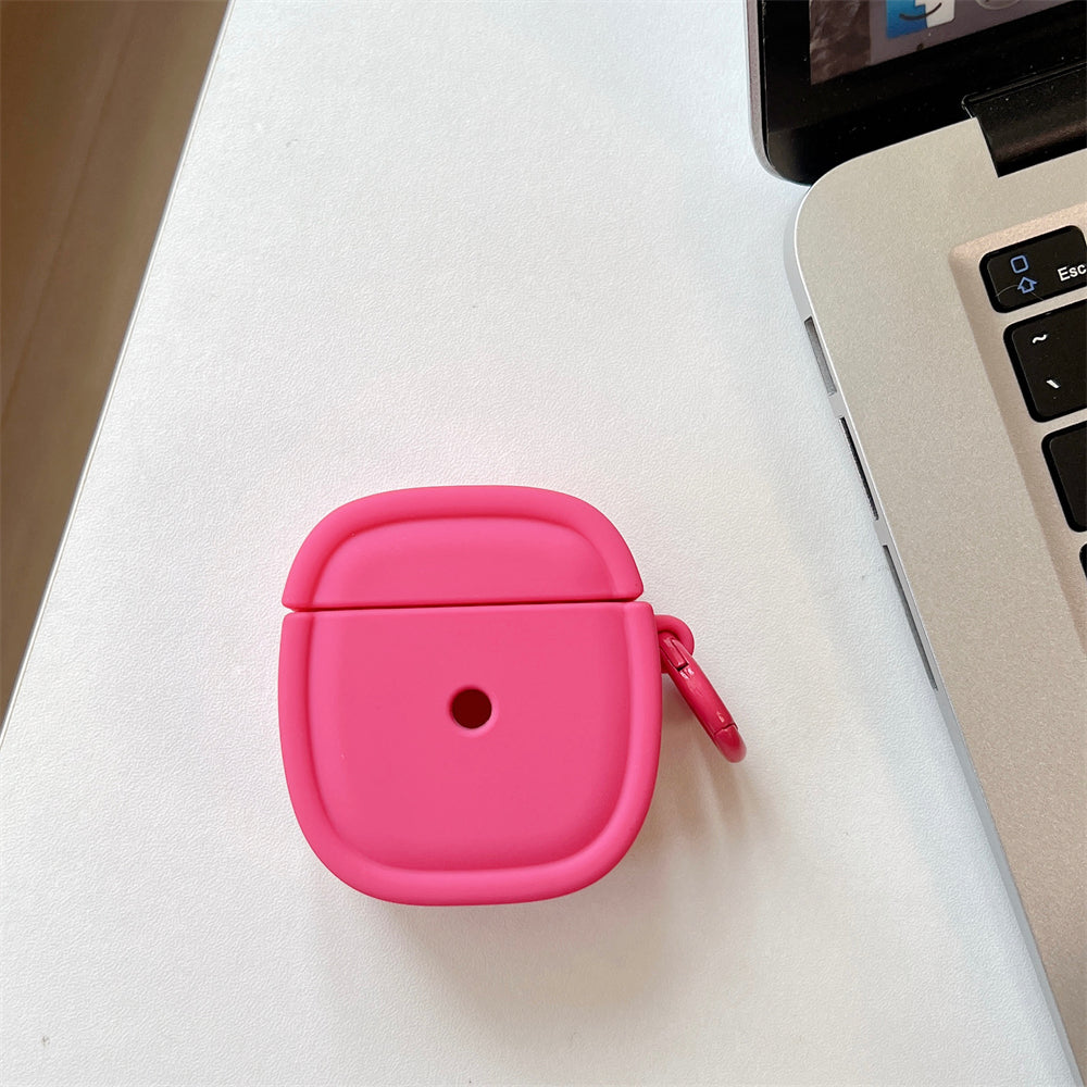 For Apple AirPods 1 / 2 Candy Color Earphone Protective Cover Oval Anti-drop Silicone Case with Hanging Buckle