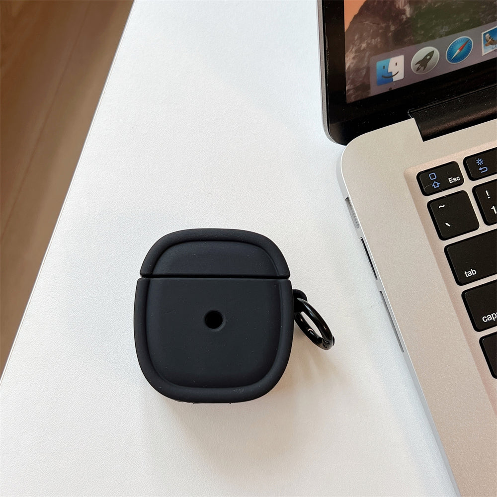 For Apple AirPods 1 / 2 Candy Color Earphone Protective Cover Oval Anti-drop Silicone Case with Hanging Buckle