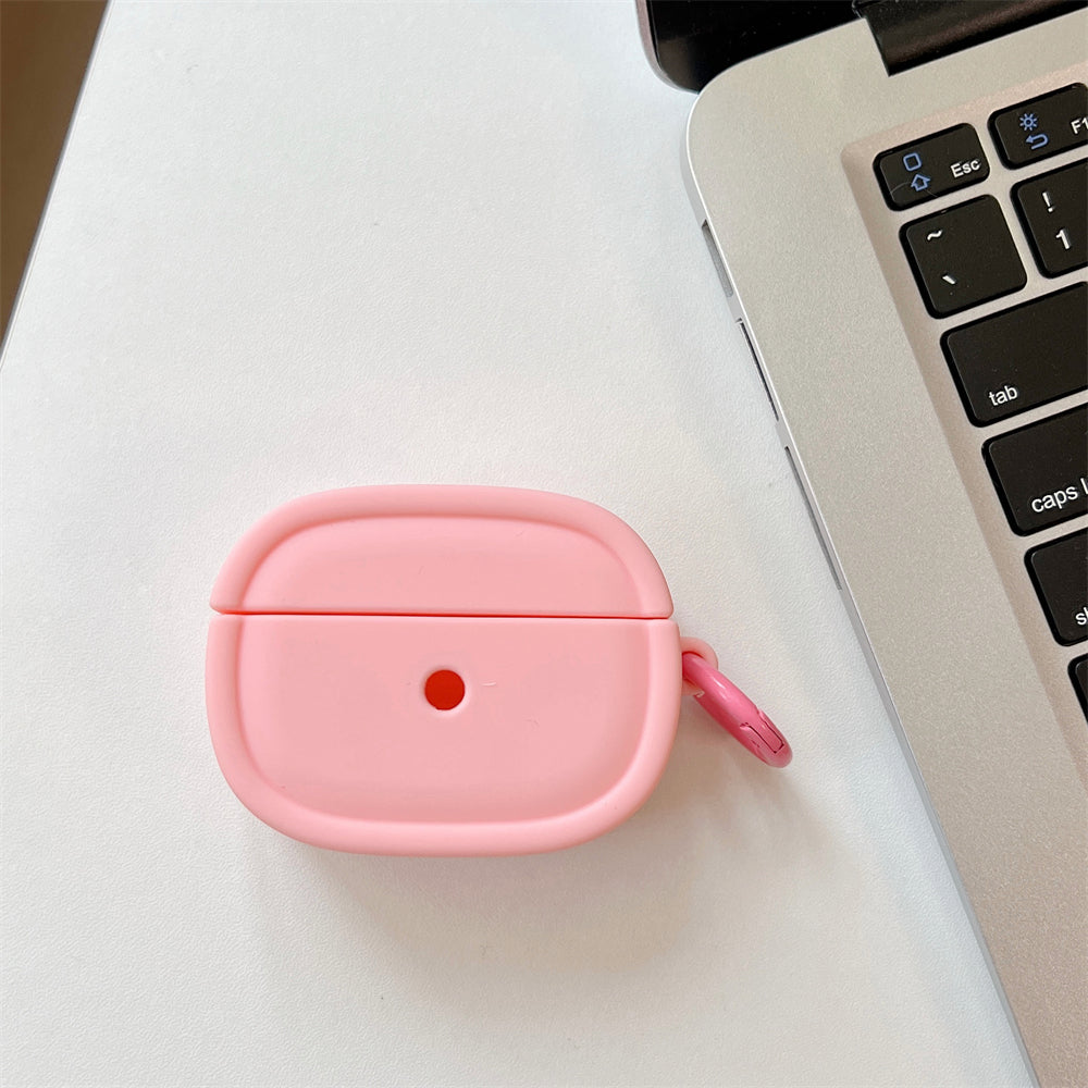 For Apple AirPods 3 Candy Color Oval Silicone Case Earphone Protective Cover with Ring Buckle