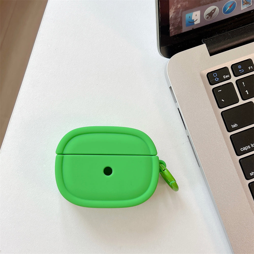 For Apple AirPods 3 Candy Color Oval Silicone Case Earphone Protective Cover with Ring Buckle