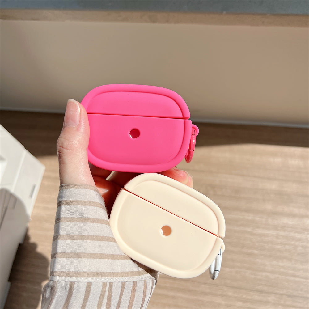 For Apple AirPods 3 Candy Color Oval Silicone Case Earphone Protective Cover with Ring Buckle