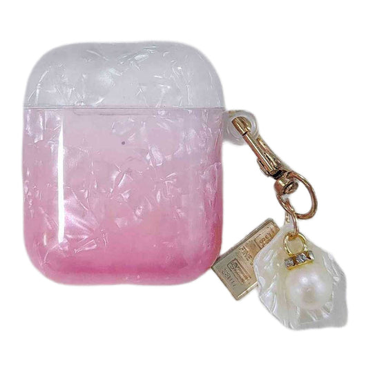 Earphone Case for Apple AirPods with Charging Case (2016) / (2019) / AirPods with Wireless Charging Case (2019) , Gradient Shell Grain TPU Cover with Pendant