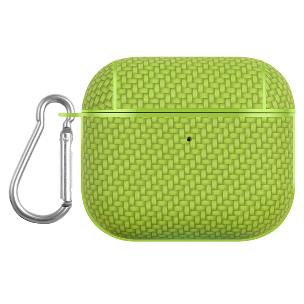 Bluetooth Earphone Protective Case for Apple AirPods 3 , PU Leather Coated PC Cover with Carabiner