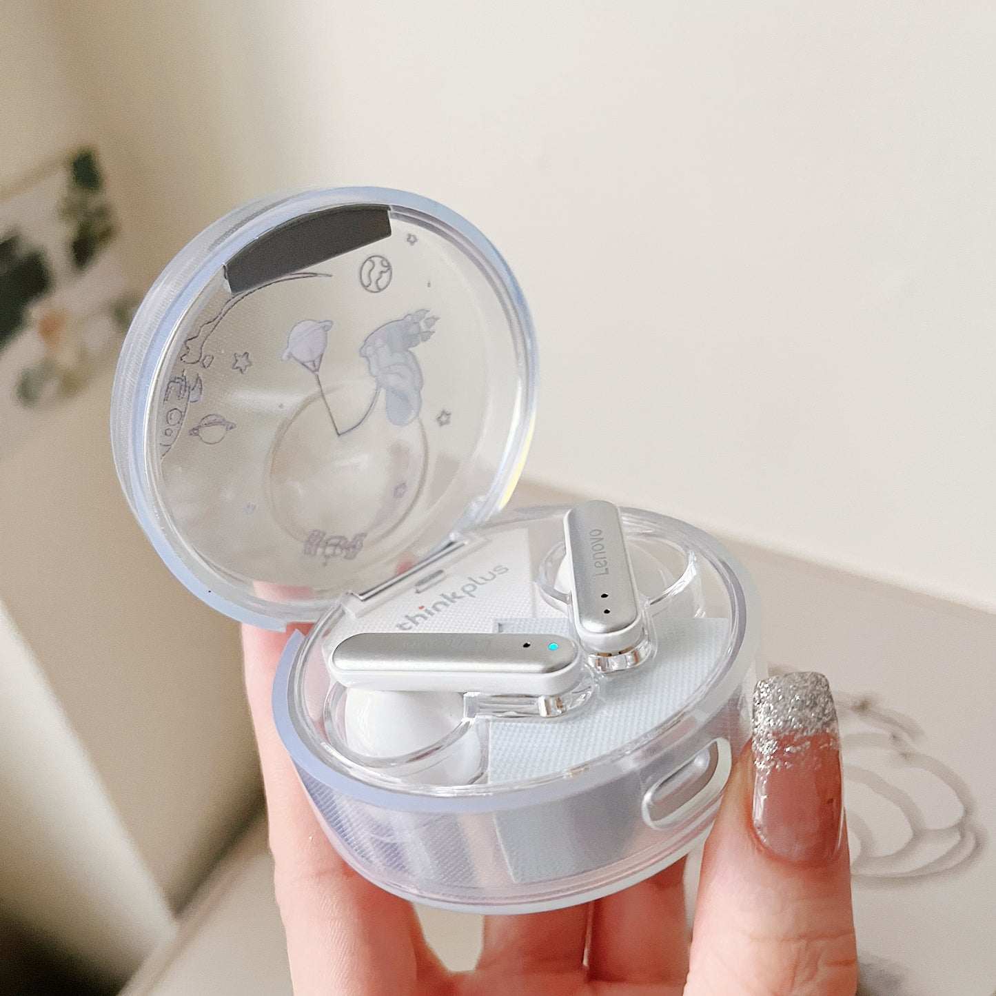 TWS Earphone Protective Case for Lenovo LP10 , Transparent Pattern Printing TPU Earbud Cover