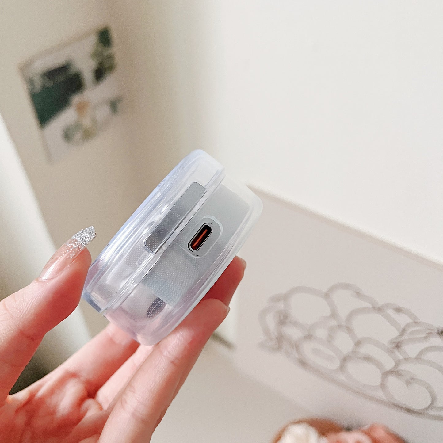 TWS Earphone Protective Case for Lenovo LP10 , Transparent Pattern Printing TPU Earbud Cover