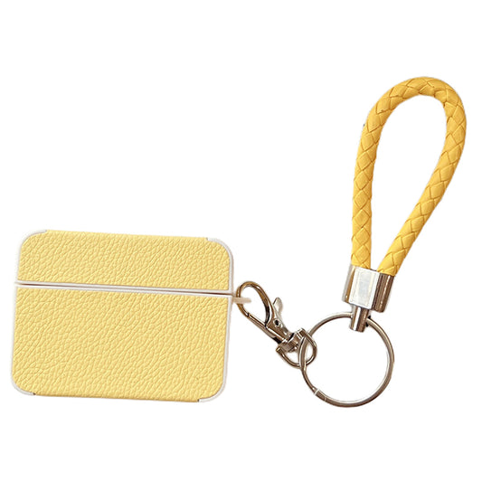 For Apple AirPods Pro Charging Case Cover Litchi Texture PU+TPU Protective Headset Case with Strap