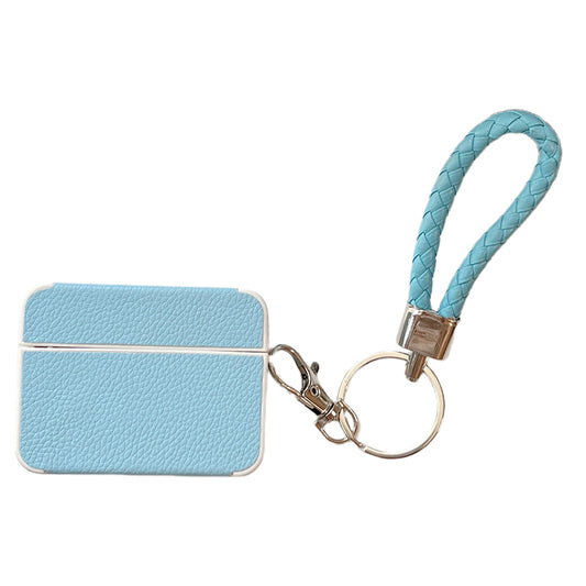 Shockproof Cover for Apple AirPods 3 Litchi Texture PU+TPU Bluetooth Headset Case with Strap