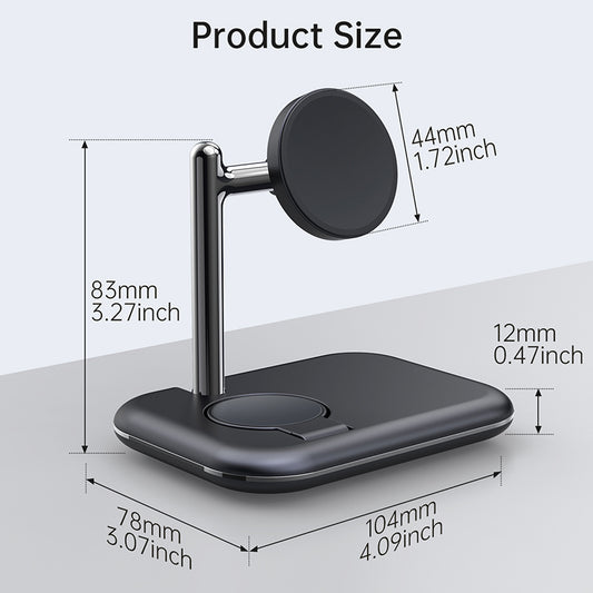 V19S Desk Wireless Charger for Samsung Galaxy Watch 5 Pro 45mm , 2-in-1 Magnetic Charging Station Folding Charging Pad