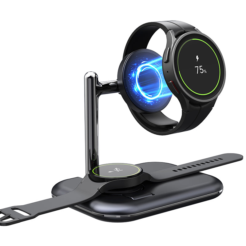 V19S Desk Wireless Charger for Samsung Galaxy Watch 5 Pro 45mm , 2-in-1 Magnetic Charging Station Folding Charging Pad