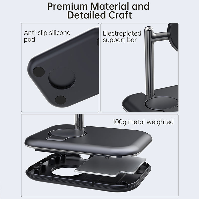 V19S Desk Wireless Charger for Samsung Galaxy Watch 5 Pro 45mm , 2-in-1 Magnetic Charging Station Folding Charging Pad