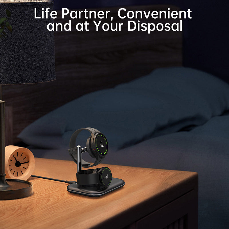 V19S Desk Wireless Charger for Samsung Galaxy Watch 5 Pro 45mm , 2-in-1 Magnetic Charging Station Folding Charging Pad