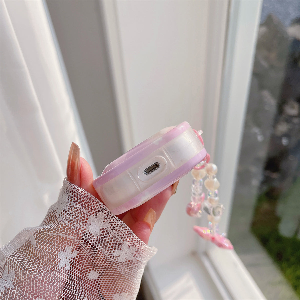 For Apple AirPods 3 Earphone Case Butterfly Pattern IMD Earbud TPU Cover with Pendant