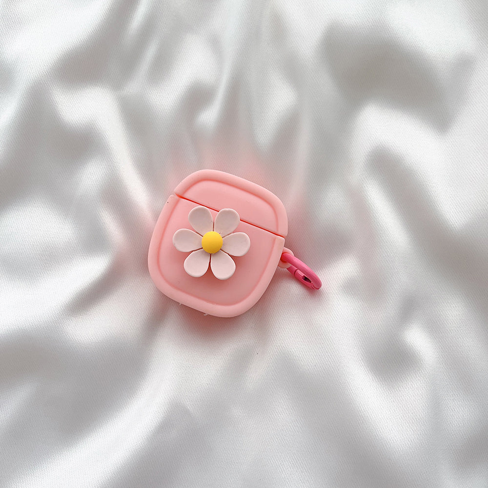 Silicone Case for Apple AirPods with Charging Case (2016) / (2019) / AirPods with Wireless Charging Case (2019) Flower Pattern Cover with Buckle