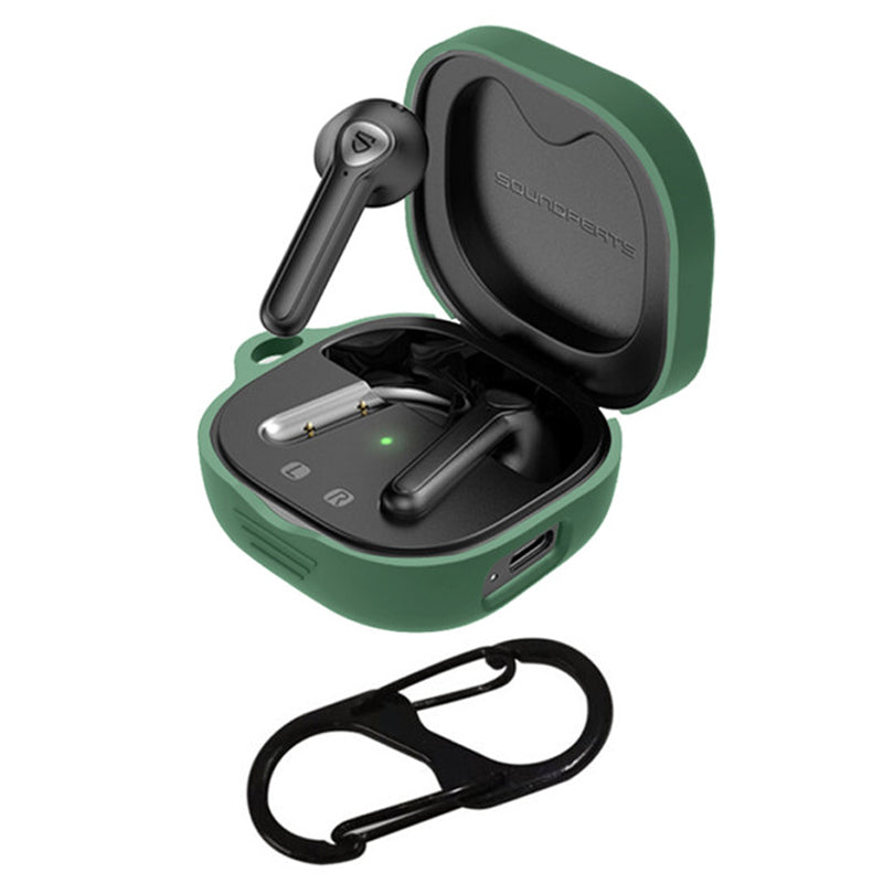 For SoundPEATS TrueAir2 Anti-drop Case Bluetooth Earphone Silicone Cover with Anti-lost Buckle