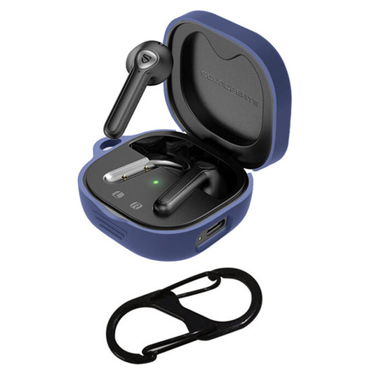 For SoundPEATS TrueAir2 Anti-drop Case Bluetooth Earphone Silicone Cover with Anti-lost Buckle