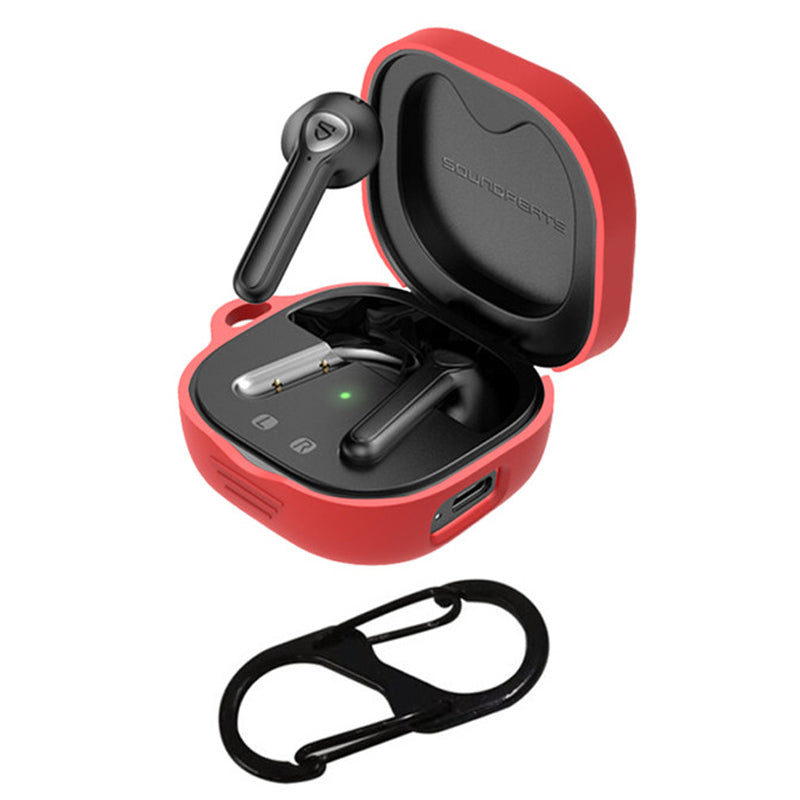 For SoundPEATS TrueAir2 Anti-drop Case Bluetooth Earphone Silicone Cover with Anti-lost Buckle