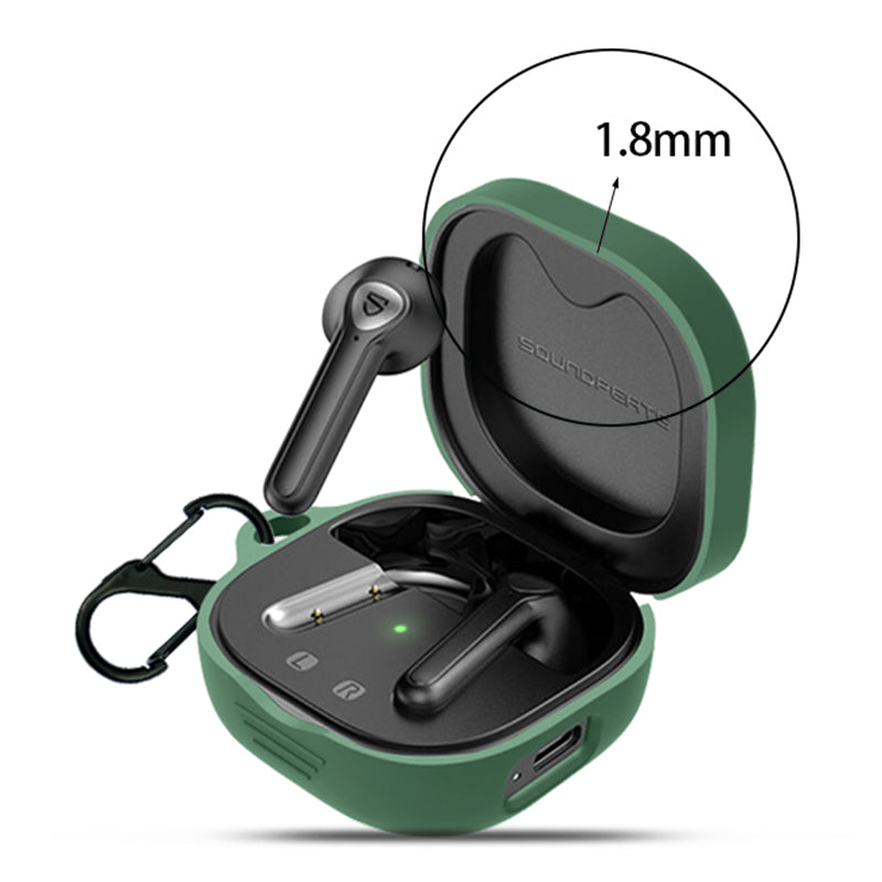 For SoundPEATS TrueAir2 Anti-drop Case Bluetooth Earphone Silicone Cover with Anti-lost Buckle