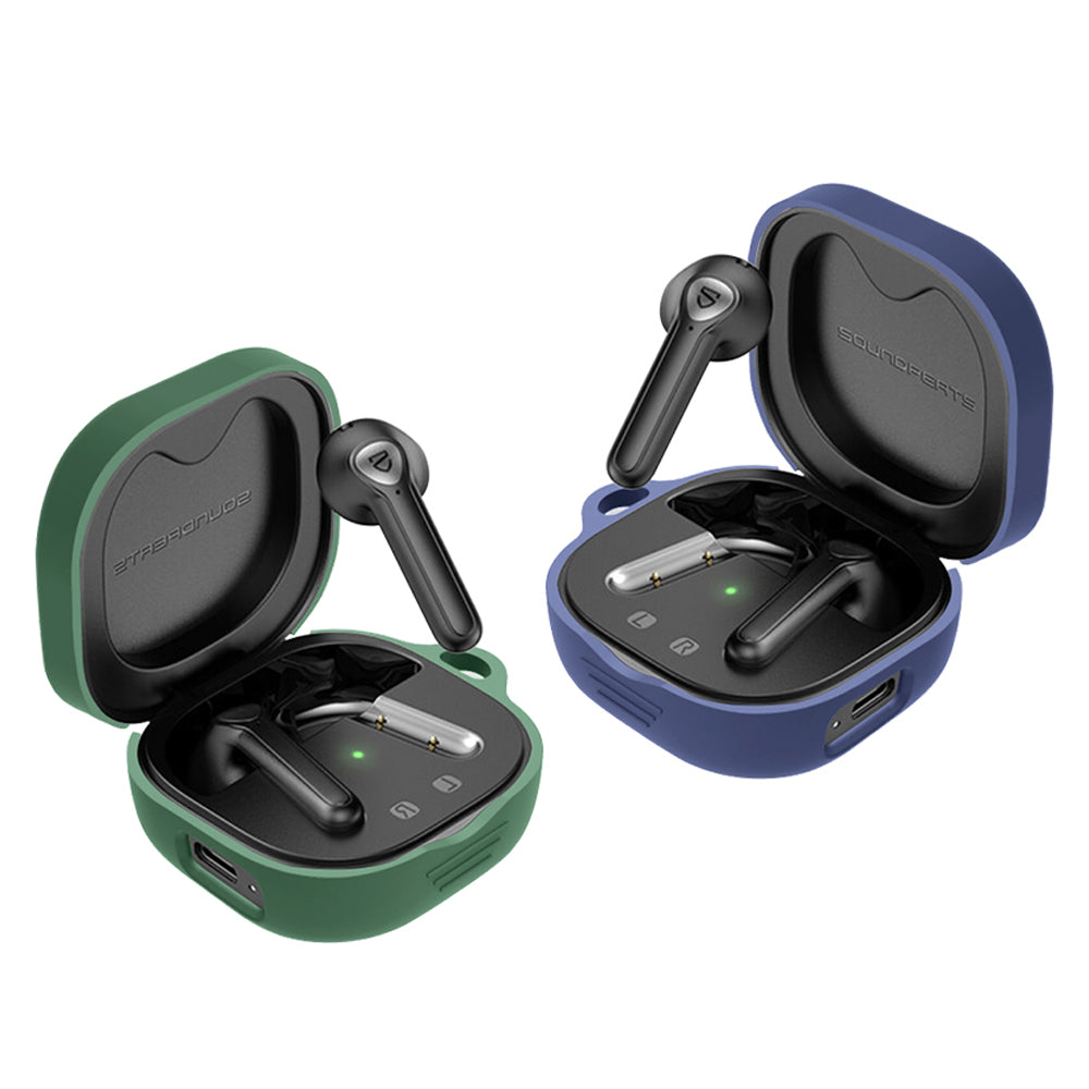 For SoundPEATS TrueAir2 Anti-drop Case Bluetooth Earphone Silicone Cover with Anti-lost Buckle