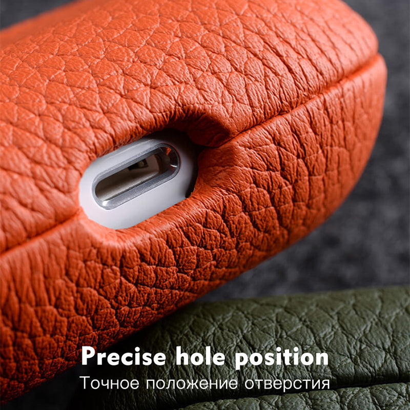 MELKCO For Apple AirPods Pro 2 Earbuds Case Genuine Cow Leather Coated PC Protective Sleeve Cover