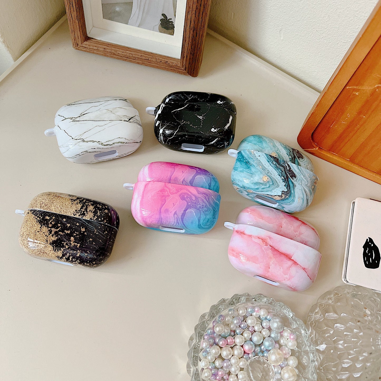 For Sony LinkBuds S Marble Pattern Bluetooth Earphone Anti-drop PC Case Protective Cover