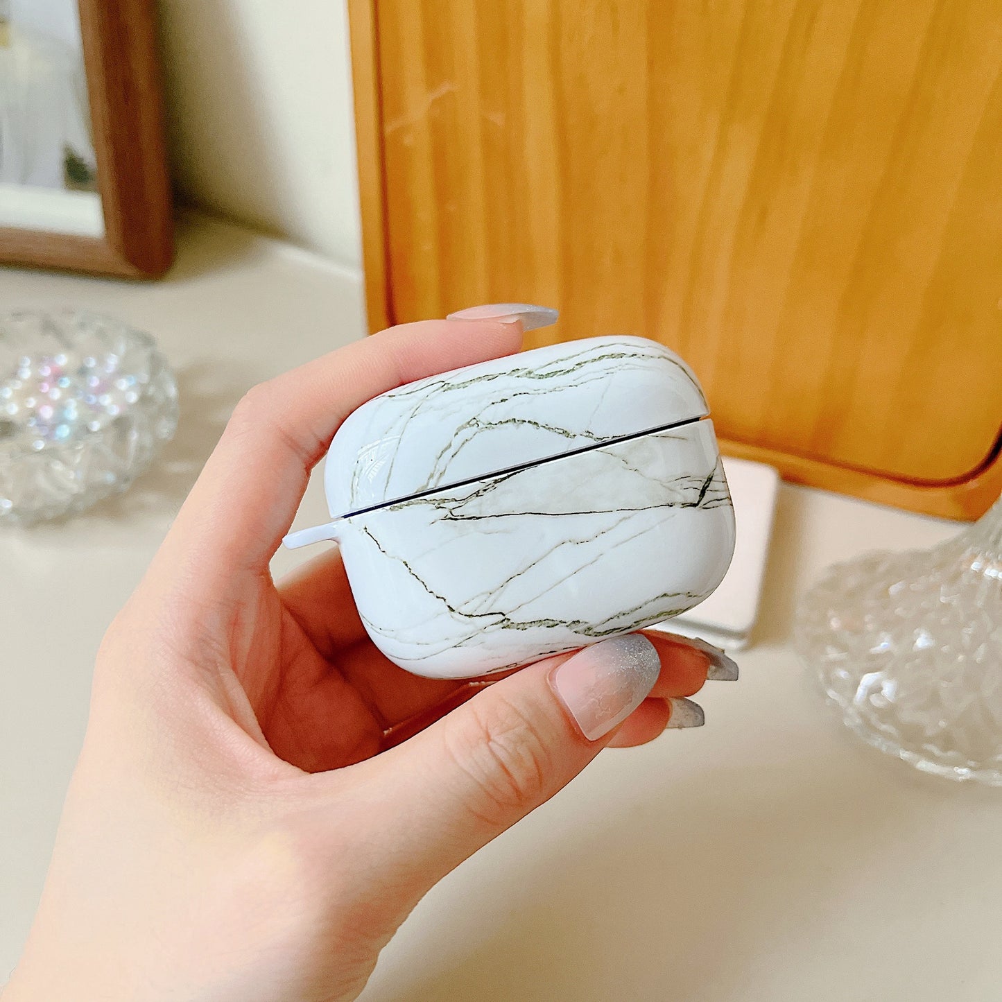 For Sony LinkBuds S Marble Pattern Bluetooth Earphone Anti-drop PC Case Protective Cover