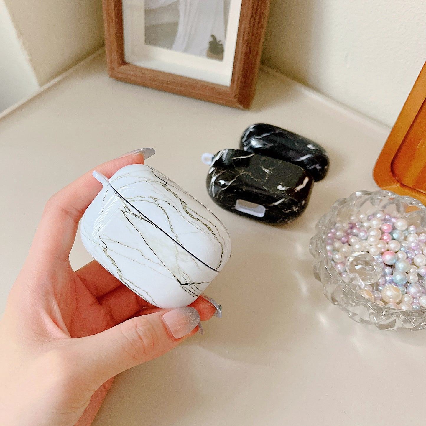 For Sony LinkBuds S Marble Pattern Bluetooth Earphone Anti-drop PC Case Protective Cover