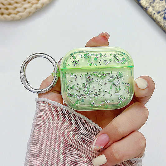 For Apple AirPods 3 Shockproof Epoxy PC Case Anti-Drop Bluetooth Earbuds Cover with Ring Buckle