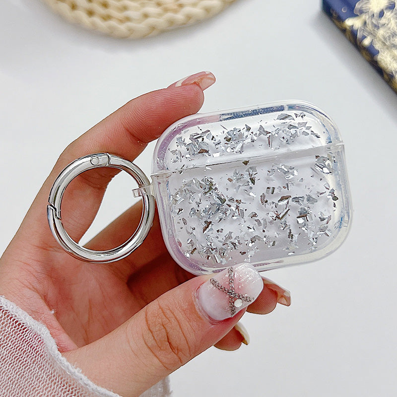 For Apple AirPods 3 Shockproof Epoxy PC Case Anti-Drop Bluetooth Earbuds Cover with Ring Buckle