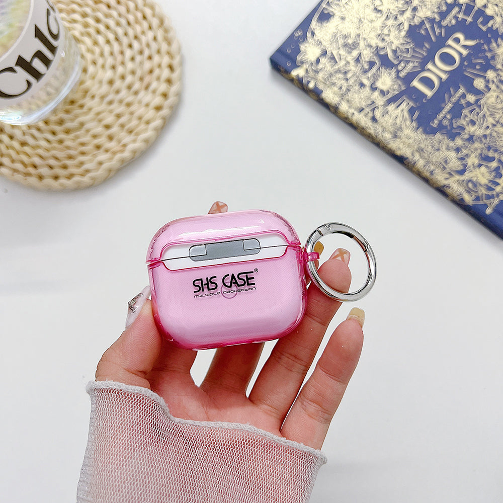For Apple AirPods 3 Shockproof Epoxy PC Case Anti-Drop Bluetooth Earbuds Cover with Ring Buckle