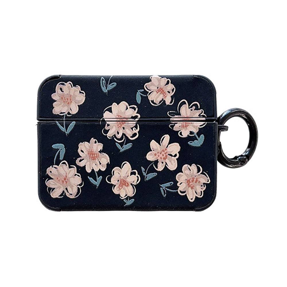 Daisy Pattern Earphone Case for Apple AirPods 3 , PU Leather Coated TPU Earbud Cover with Ring Buckle