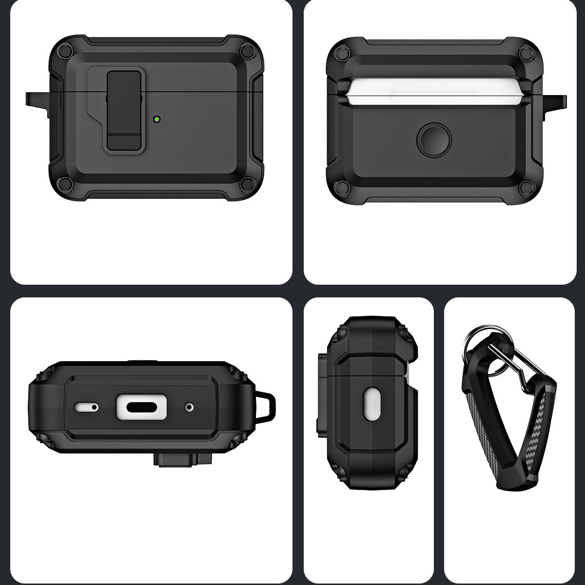 For AirPods Pro (Gen 2) (USB-C) / Pro 2 Shockproof TPU+PC Case Bluetooth Earbuds Charging Case Cover with Buckle