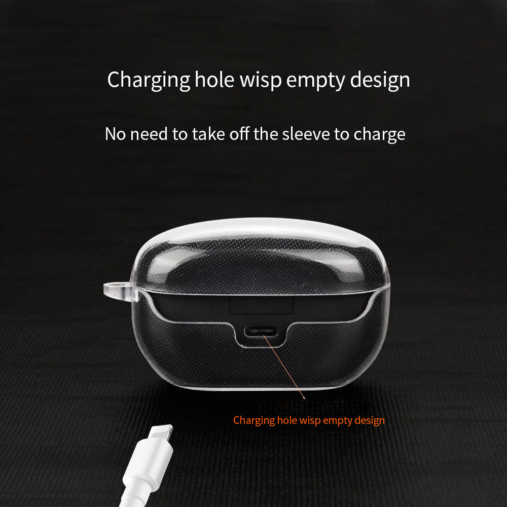 For Sony WF-1000XM5 Charging Bin Sleeve Clear Bluetooth Earphone TPU Case Cover with Buckle