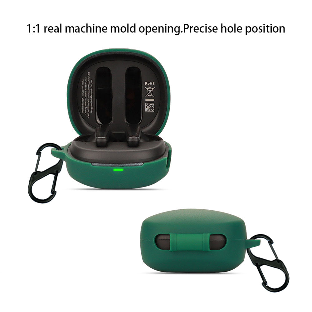For QCY T13 X Silicone Protective Cover Bluetooth Earphone Anti-drop Case with Anti-lost Buckle