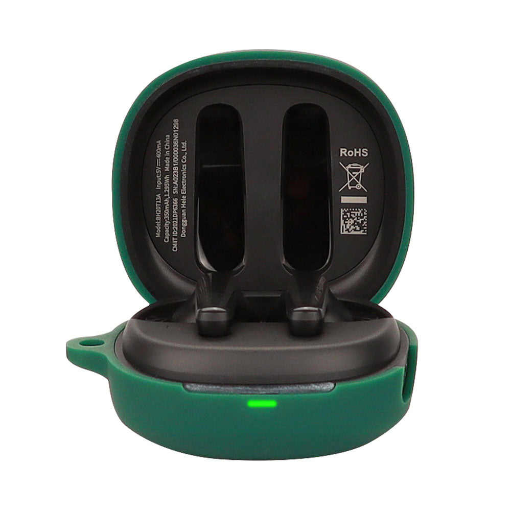 For QCY T13 X Silicone Protective Cover Bluetooth Earphone Anti-drop Case with Anti-lost Buckle